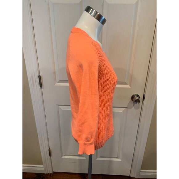 Ted Baker Bright Orange V-Neck W/ Short Sleeve Sweater, Size Small (1) - Picture 2 of 5